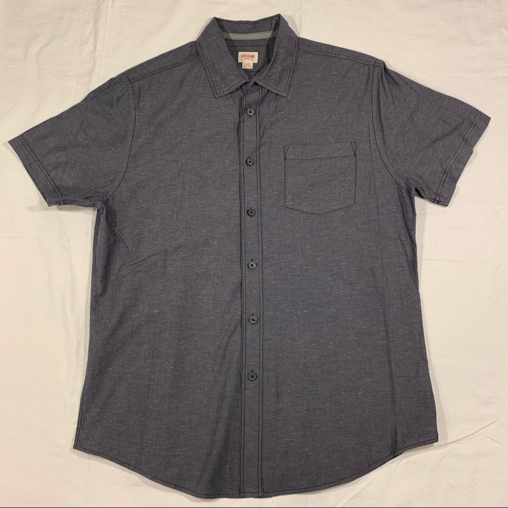 Mossimo Gray With Specs Of Color SS Cotton Shirt